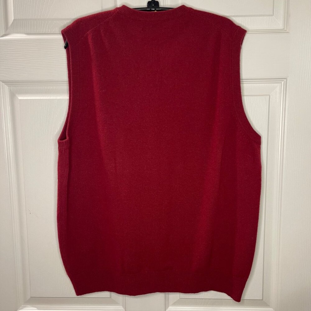Vintage Saks Fifth Avenue Folio Cashmere Sweater Vest Mens Size Large Red V-Neck - Picture 3 of 10
